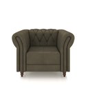 Ver imagem 7 de Conjunto Sala de Estar 1 Sofá Living 260cm e 1 Poltrona Stanford Chesterfield Pés Madeira Couro Capu