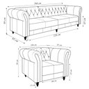 Ver imagem 4 de Conjunto Sala de Estar 1 Sofá Living 260cm e 1 Poltrona Stanford Chesterfield Pés Madeira Couro Capu