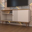 Ver imagem 5 de Rack para Tv até 50 Polegadas Retrô 1 Porta 1 Prateleira Cinamomo/off White - Panorama Móveis