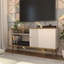 Ver imagem 1 de Rack para Tv até 50 Polegadas Retrô 1 Porta 1 Prateleira Cinamomo/off White - Panorama Móveis