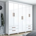 Ver imagem 1 de Guarda-roupa Casal Mondo 6 Portas 4 Gavetas com Pés Branco - Pnr Móveis