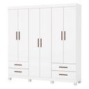 Ver imagem 3 de Guarda-roupa Casal Mondo 6 Portas 4 Gavetas com Pés Branco - Pnr Móveis