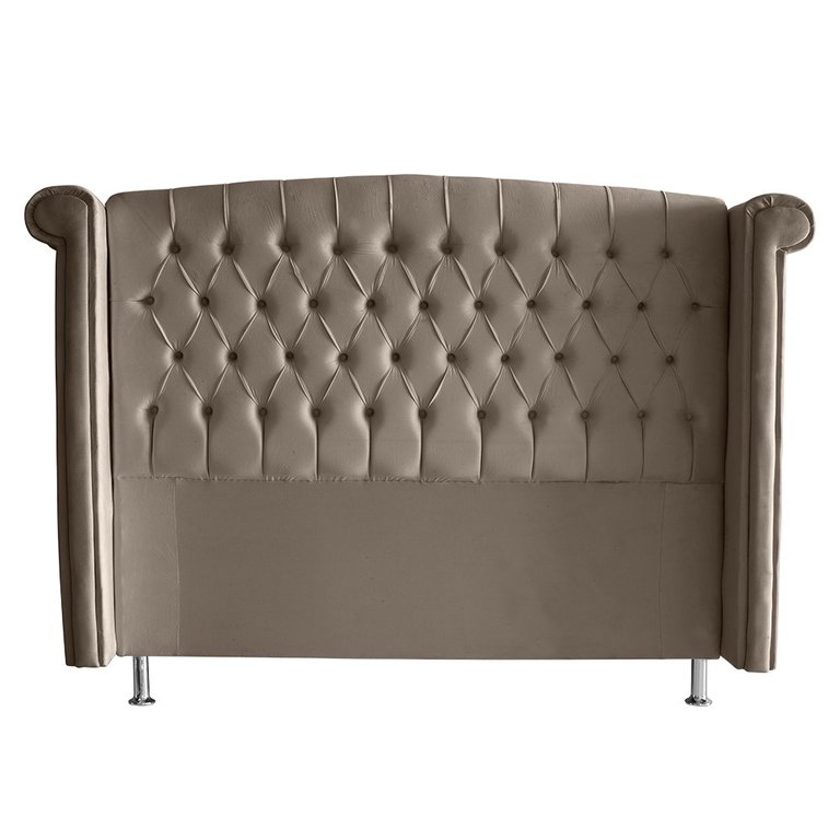 Cabeceira de Cama Box Toquio King 195 Cm Suede Capuccino Ec Móveis