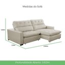 Ver imagem 3 de Sofa Retratil Reclinavel 2 Lugares 260cm Veludo Andreia Bege