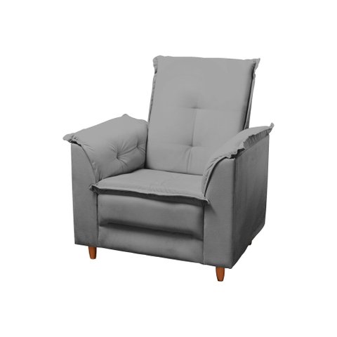 Poltrona Decorativa Luna D26 Recepção Clínica Barbearia Tana Decor Newbelle Decor Cinza Claro Veludo