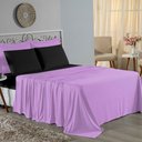 Ver imagem 1 de Jogo de Cama Casal Viúva Nobre 4 Peças Malha 100% Algodão - Lilás / Preto