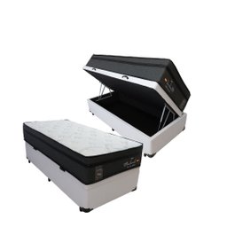 Cama Box Com Baú Solteiro + Colchão De Molas Ensacadas - Probel - Madrid 88x188x72cm:branco - 1