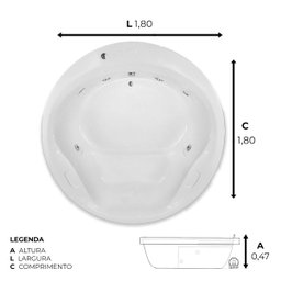 Banheira Redonda Taurus Dupla com Hidro em Acrílico - 127v - 3