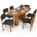 Ver imagem 1 de Mesa para Sala de Jantar Ourense com 06 Cadeiras Sala de Jantar Dara L02 Linho Chumbo - Lyam Decor
