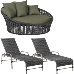Kit Chaise Hungria e Espreguiçadeiras Catar Trama Original Preto - 1