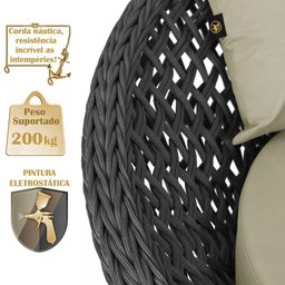 Kit Chaise Hungria e Espreguiçadeiras Catar Trama Original Preto - 5