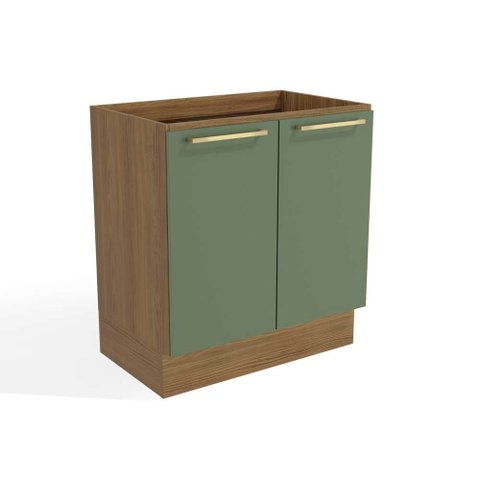 Balcão de Cozinha Botanic 80cm 2 Portas m623 Kappesberg - Nogueira/Verde Oliva
