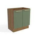 Ver imagem 1 de Balcão de Cozinha Botanic 80cm 2 Portas m623 Kappesberg - Nogueira/Verde Oliva
