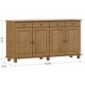 Balcao Madeira Maciça 4 Portas 4 Gavetas 169 Cm 8929 Freijo Milani Store Freijo - 3