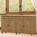 Ver mais imagens de Balcao Madeira Maciça 4 Portas 4 Gavetas 169 Cm 8929 Freijo Milani Store Freijo