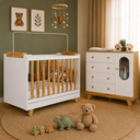 Ver imagem 1 de Kit Quarto de Bebê Berço com Cômoda Pingo Cor Branco/Amêndoa