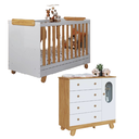 Ver mais imagens de Kit Quarto de Bebê Berço com Cômoda Pingo Cor Branco/Amêndoa
