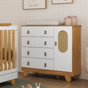 Ver imagem 5 de Kit Quarto de Bebê Berço com Cômoda Pingo Cor Branco/Amêndoa