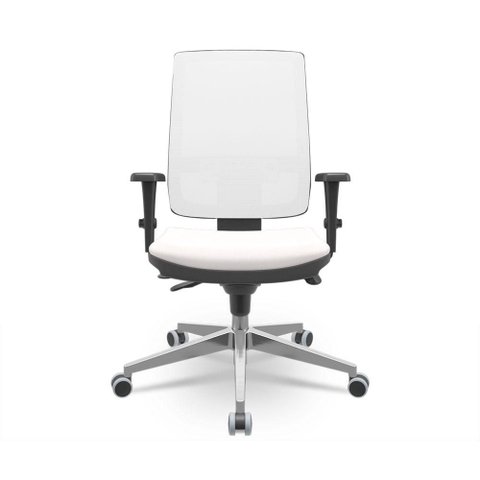 Cadeira Brizza Presidente Tela Assento Vinil Eco Branco Base Aluminio Regulagem Slider - 74827