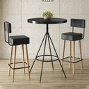 Ver imagem 2 de Conjunto Mesa Bistrô Viena e 2 Banquetas Barcelona 96cm Preto - Salaone
