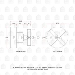 Acabamento de Registro Estrela para Banheiro Sauípe Pingoo.casa - Dourado - 3