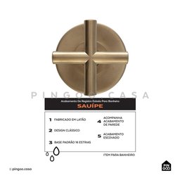 Acabamento de Registro Estrela para Banheiro Sauípe Pingoo.casa - Dourado - 2