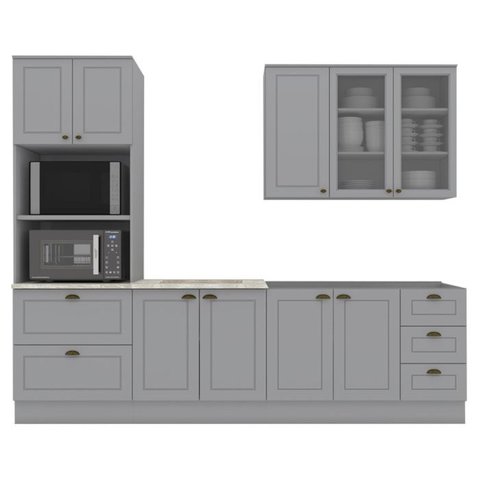 Cozinha Modulada 5 Pecas 272 Cm Ce377 Americana Cinza Calcare Henn