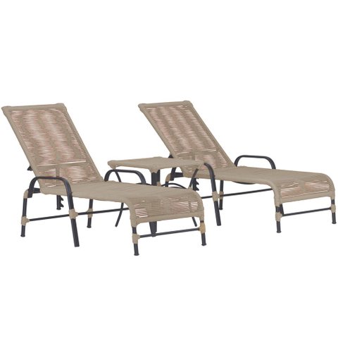 Kit 2 Espreguiçadeiras Doha Mesa Garden Corda Náutica Piscina Jardim Área Externa Trama Original
