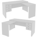 Ver imagem 6 de Mesa de Canto para Escritório em L Angular com 3 Gavetas Branco