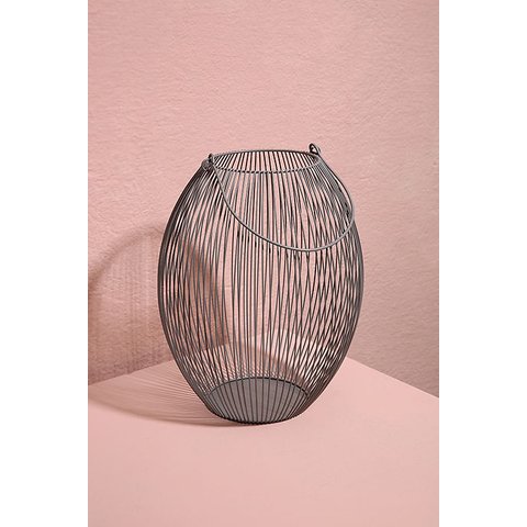 LANTERNA EM FERRO GRD CINZA 31X22 - CASA LIBRE