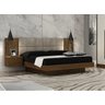 Cama de Casal Queen Size Braga com Mesa de Cabeceira e Painel Almofadado Joli Camurça Leifer Moveis - 2