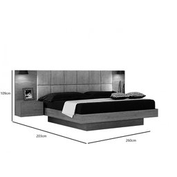 Cama de Casal Queen Size Braga com Mesa de Cabeceira e Painel Almofadado Joli Camurça Leifer Moveis - 3