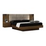 Cama de Casal Queen Size Braga com Mesa de Cabeceira e Painel Almofadado Joli Camurça Leifer Moveis - 1