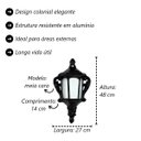 Ver imagem 3 de Kit 6 Luminárias Arandela Parede Meia Cara Veneza Alumínio