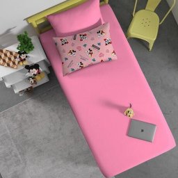 Jg de Cama 2 Pçs Infantil Portallar Minnie Sonhos Rose Malha Rosa - 1
