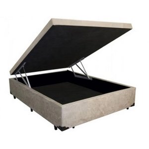 Cama Box Bau Casal 1,38 X 1,88 X 0,40 Inteiriço Premium Sued Bege