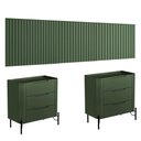 Ver imagem 2 de Conjunto Cabeceira Super King 400cm C 2 Mesas MDF Musgo com Preto Casa Lar Shop