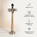 Ver imagem 5 de Abajur de Mesa com Cúpula Cônica Branca Madeira Natural e Metal Prateado Luxo E27 66 cm