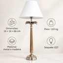 Ver imagem 2 de Abajur de Mesa com Cúpula Cônica Branca Madeira Natural e Metal Prateado Luxo E27 66 cm