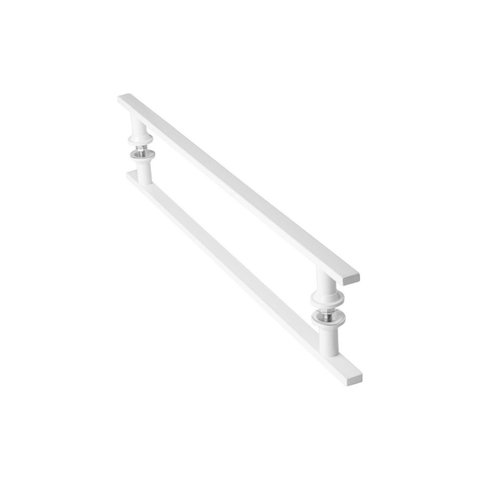 Puxador de Porta Vidro Pivotante Madeira Branco 60cm Ms Fs