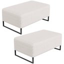 Ver imagem 1 de Kit 02 Puff Decorativo Para Sala de Estar Cléo Base de Ferro Preto 90 cm W01 Bouclê Cru - Lyam Decor