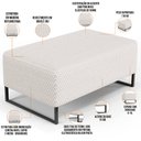 Ver imagem 4 de Kit 02 Puff Decorativo Para Sala de Estar Cléo Base de Ferro Preto 90 cm W01 Bouclê Cru - Lyam Decor