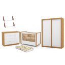 Ver imagem 1 de Dormitório Tutto New 2 Portas, Cômoda 1 Porta, Berço Branco Soft/Freijó com Colchão D18 e Prateleira