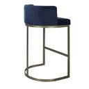 Ver imagem 1 de Banqueta Alta Estofada Estrutura Aço Carbono Belly Ii Base Champagne 75cm Suede Azul