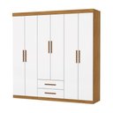 Ver imagem 2 de Guarda-Roupa Solteiro com 6 Portas e 2 Gavetas 153cm Multimóveis CR35568 Madeirado/Branco