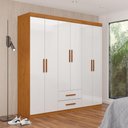 Ver imagem 1 de Guarda-Roupa Solteiro com 6 Portas e 2 Gavetas 153cm Multimóveis CR35568 Madeirado/Branco