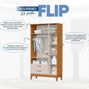 Ver imagem 4 de Guarda-Roupa 3 Portas para Quarto de Bebê Flip Bege/Areia Fosco/Savana