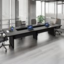 Ver imagem 2 de Mesa de Reunião 360cm Corporativa 6 Pessoas com Caixa de Tomadas Corporate Cinza/Sagrado/Preto