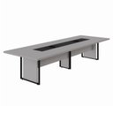 Ver imagem 1 de Mesa de Reunião 360cm Corporativa 6 Pessoas com Caixa de Tomadas Corporate Cinza/Sagrado/Preto