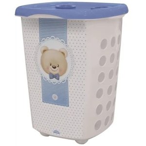 Cesto de Roupa Suja Infantil Urso Azul - 38l Plasutil